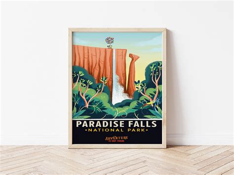Paradise Falls Travel Poster Disney UP Poster Pixar UP Wall - Etsy