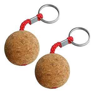 ECOMISTIQ® 3.5cm Single Ball Cork Keyring Buoyant Key Ring Marine ...