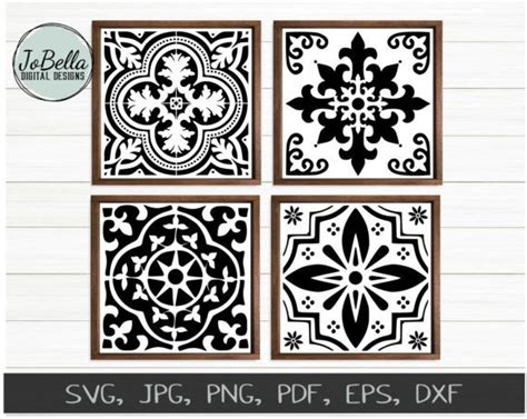 Digital Tile Stencil SVG Bundle | Stencil designs, Spanish tile, Tile ...