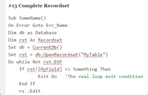 Image result for MS Access VBA Record Set Tutorial