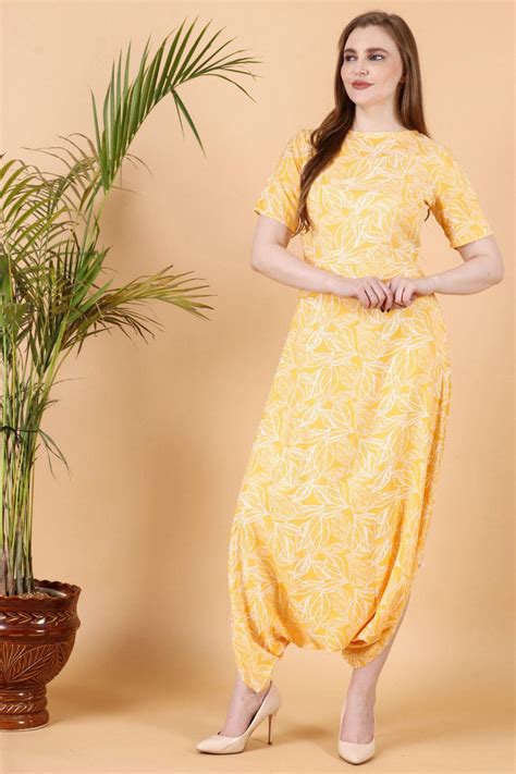 Floral Dhoti Neck Jumpsuit - Short Sleeves, Regular Fit, Perfect for ...