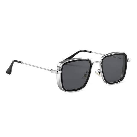 Buy ARZONAI Carryminati Square Unisex Sunglasses, Silver Frame, Black ...