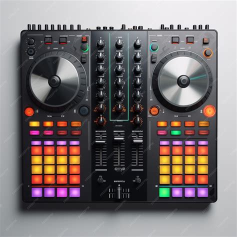 Premium Photo | A colorful dj mixer control board in the style of ...