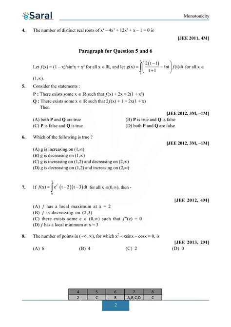 Monotonicity - JEE Advanced Previous Year Questions with Solutions