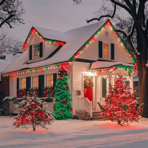 Green and Red Christmas Lights on House - 45 Stunning Lighting Ideas