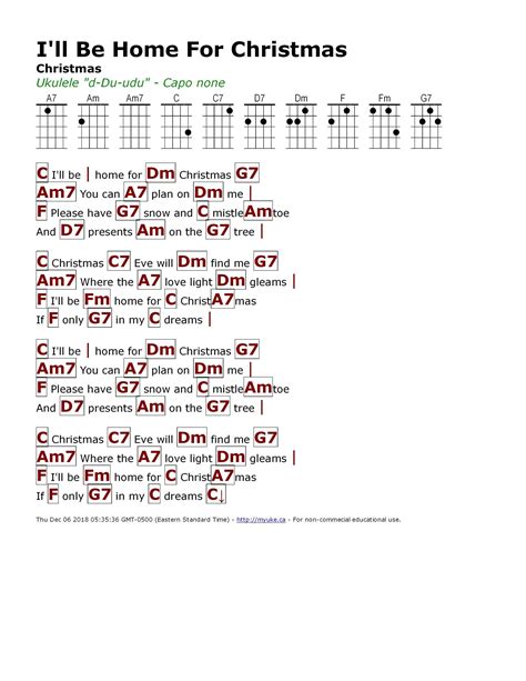 I'll Be Home For Christmas (Christmas) | Ukulele songs, Christmas ...