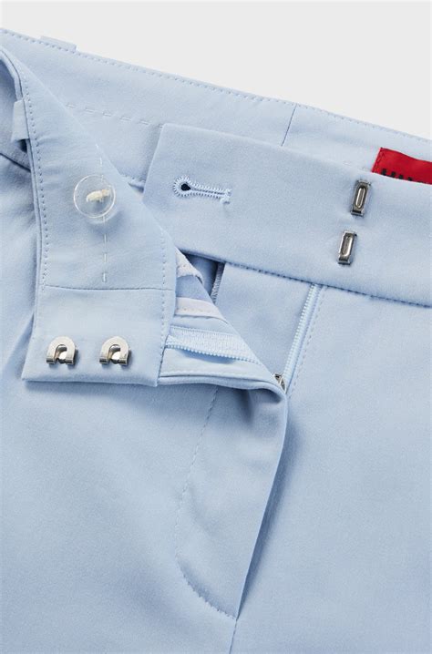 HUGO - Slim-fit cropped trousers with zipped inner hems - Light Blue