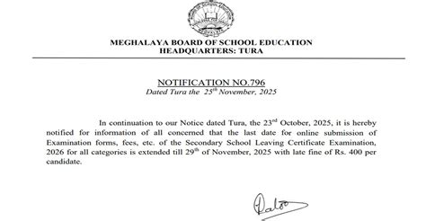 MBOSE SSLC Exam 2026 Form Submission Extended, Apply at mbose.in