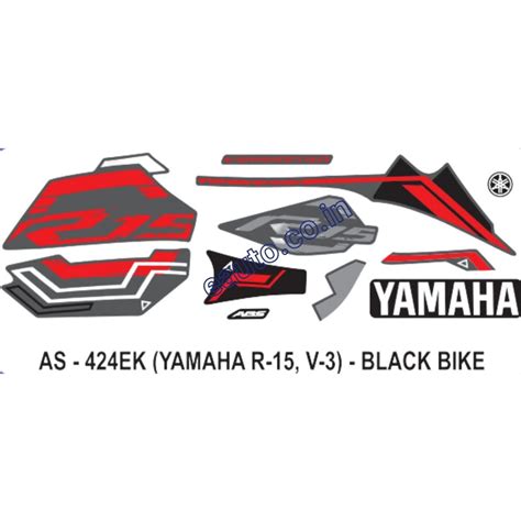 Graphics Sticker Set for Yamaha R15 V3 | ABS | Black Vehicle | Red Sti