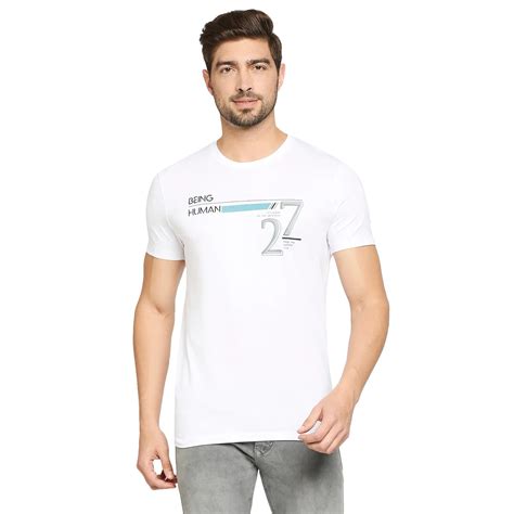 Being Human Regular Fit Men Crew Neck T-Shirts-White