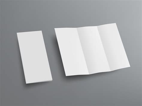 Open and closed trifold paper booklet with shadow | Premium Vector