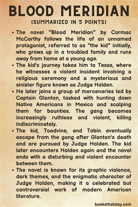 Blood Meridian Summary, Characters and Themes