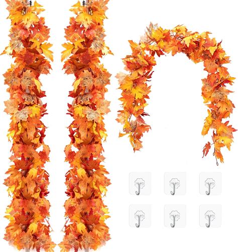 LKFDTW 3 Pack Autumn Leaves Garland, 1.75m/Piece Halloween Fall Maple ...