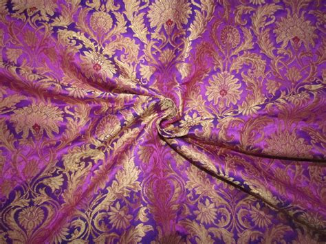 Silk Brocade KING KHAB fabric purple pink and metallic gold color 36 ...