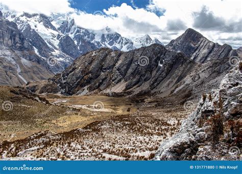 Panoramic View of Mountains in the Cordillera Huayhuash, Andes ...