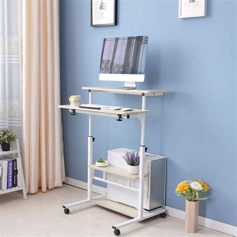 Sit-Stand Desk Cart Mobile Height-Adjustable Sit to | Ubuy India
