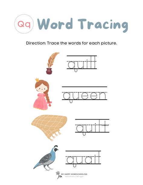 FREE Alphabet Letter Q Tracing Worksheet Printables