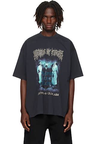 VETEMENTS: Navy Cradle of Filth 'Vampire Cult' Oversized T-shirt | SSENSE