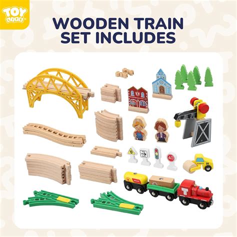 TOY Life Wooden Train Set 60pcs with Magnetic Crane, India | Ubuy
