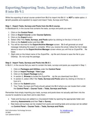 Fillable Online siue Exporting/Importing Tests, Surveys and Pools from ...