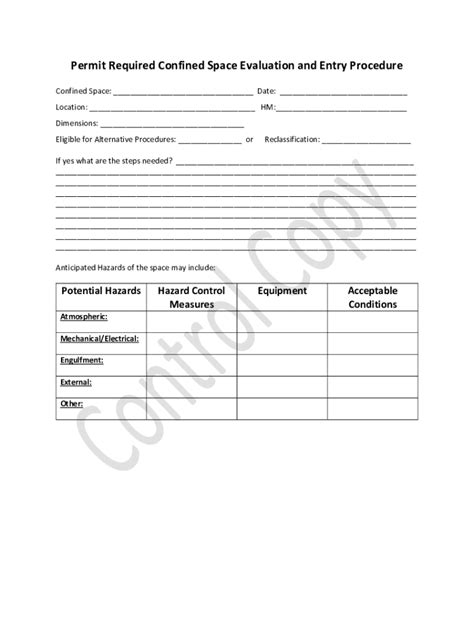 Fillable Online Guidelines for Developing a Permit Required Confined ...