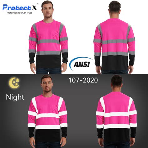 ProtectX 3-Pack Pink Reflective Hi Vis Safety Shirt Long Sleeve Safety ...
