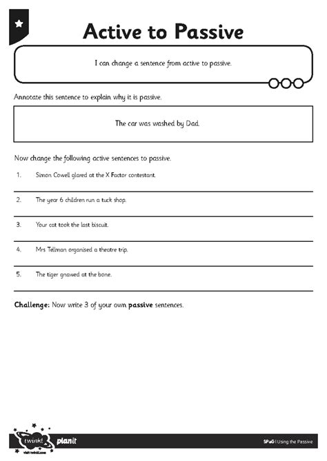 Active and Passive Voice - Extra Activity (SPaG) - Studocu