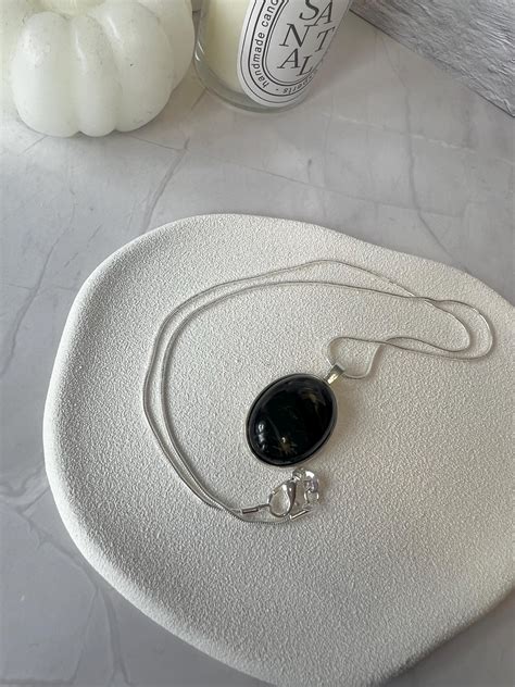 Real Blue Tiger Eye Oval Stone Silver Pendant Necklace - Etsy