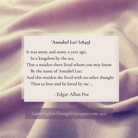 Edgar Allan Poe Annabel Lee Edgar Allan Poe Quote: “I Was A Child