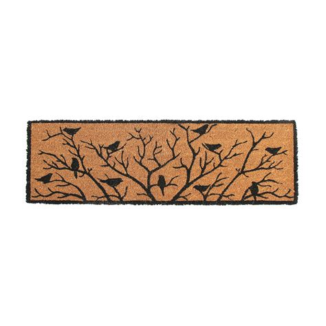 OnlyMat Elegant Birds on Tree Coir Runner Mat with Anti-Slip Backing