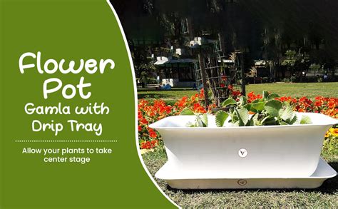 VINSHRA 20 Inch White Flower Pot Gamla with Driptray Set of 3 Indoor ...