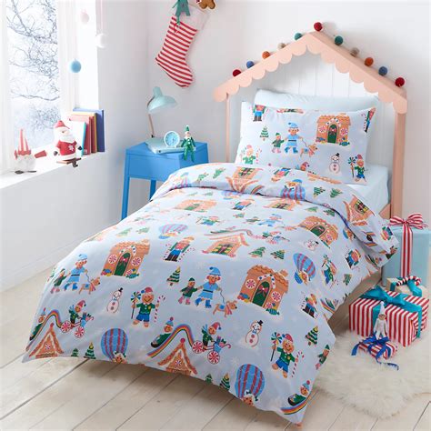 Happy Linen Company Gingerbread Village Kids Christmas Bedding Double