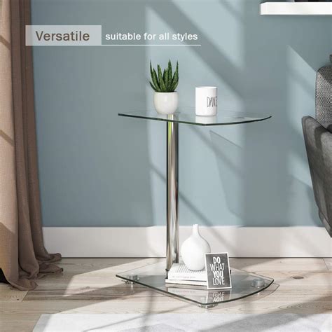 Buy BELIWIN Sofa Side/End Table, Small Modern Clear Glass Coffee/Snack ...