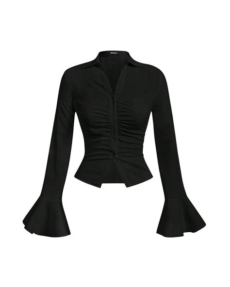 Front Knot Detail Full Sleeve Top in Black - Littlebox India