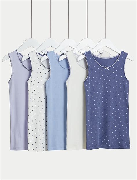 Buy 5 Pack Pure Cotton Stars & Plain Vests (2-14 Yrs) at Marks & Spencer