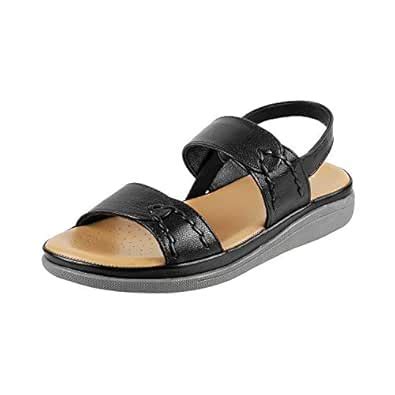 Buy Metro Women Black Leather Sandals (44-626-11-37) Size (4 UK/India ...