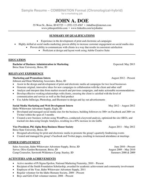 Part-Time Summer Job Resume with Instructions Gratis