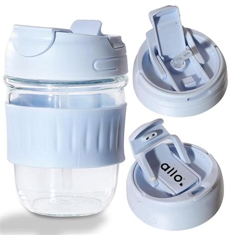 Buy Allo Reusable Glass Mug Sipper Tumbler with Straw, Unique 2 in 1 ...