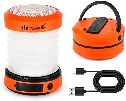 ThorFire LED Camping Lantern Hand Crank USB Rechargeable Mini ...