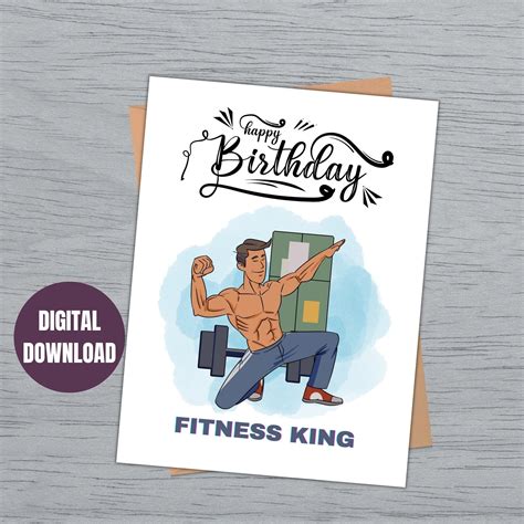 Fitness King Gym Card| Man Gym Gifts| Gym Card for Him | Birthday Card ...