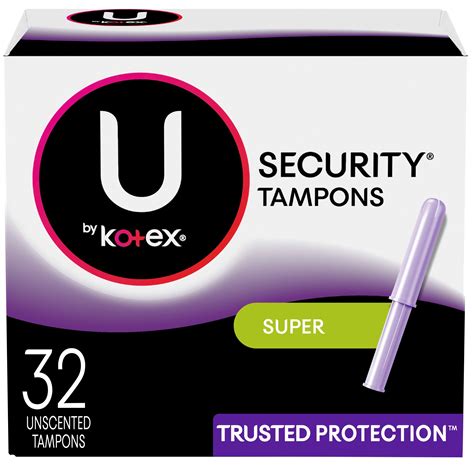 Kotex U Security Tampons, Super Absorbency, Unscented, 32 Count HSA/FSA ...