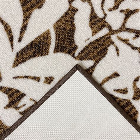 Buy SPACES Unwinders Brown Floral Printed Anti-Skid Nylon Rug ...