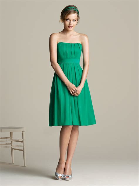 Green a Line Strapless Zipper Knee Length Pleated Chiffon Prom Dresses ...