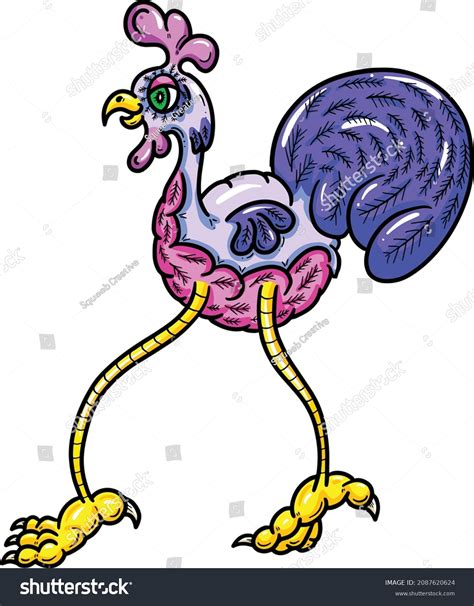 Funny Cartoon Long Legged Chicken Hen Stock Vector (Royalty Free ...