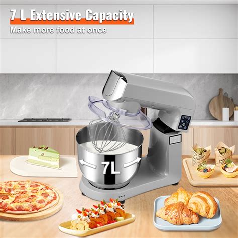 VEVOR 6 Speeds 450W 7.4Qt Stand Mixer Stainless Steel + Metal 7.4-Quart ...
