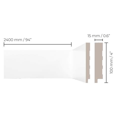 RODAPÉ BRANCO LISO 2400 X 15 X 100 MM - Digon