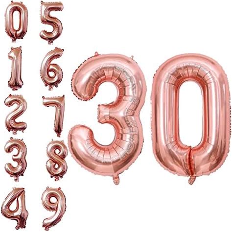 Party Propz Large 30 Number Foil Balloon - 16 Inch, Rose Gold Number ...