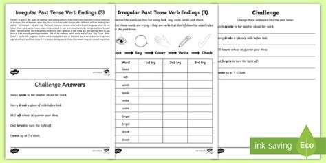 Spelling: Irregular Past Tense Verb Endings (Ages 6 - 7)