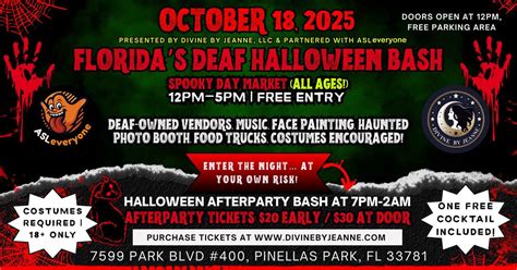 FLORIDAS DEAF HALLOWEEN BASH 2025, 7599 Park Blvd #400, Pinellas Park ...