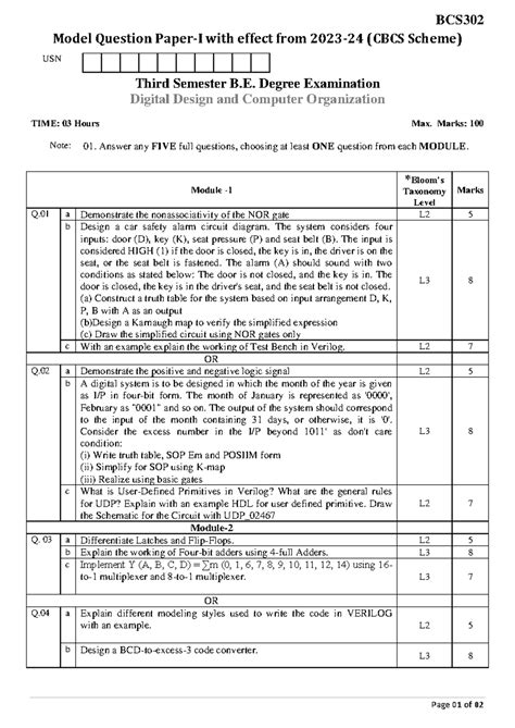 BCS302 - BCS Page 0 1 of 02 Model Question Paper-I with effect from ...